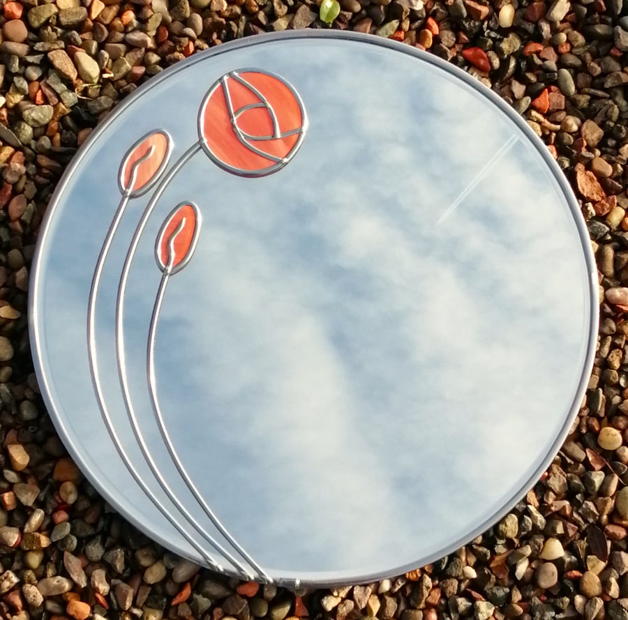 Mackintosh-inspired Art Nouvea Stained Glass Wall Mirror