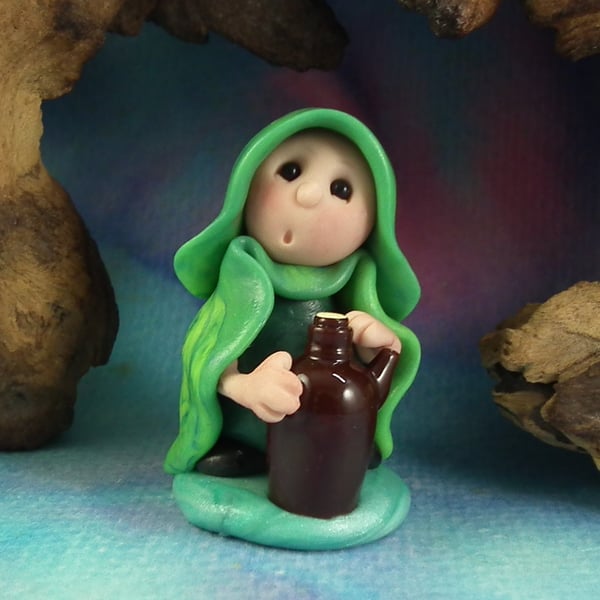 Tiny Infirmary Gnome 'Enid' with potion bottle OOAK Sculpt