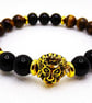 Tigers Eye, Black Onyx Bracelet With Lions Head - Image 1