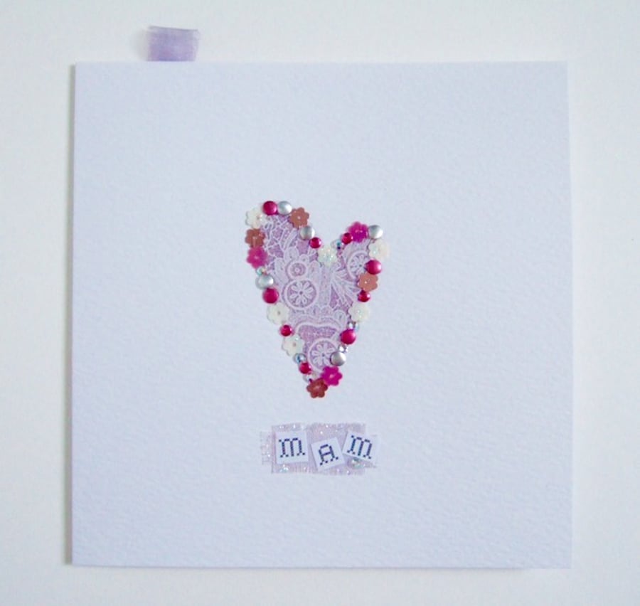 Mother's Day Card & Gift Tags,'Lace' Printed Design,Handmade Card & Tag Set