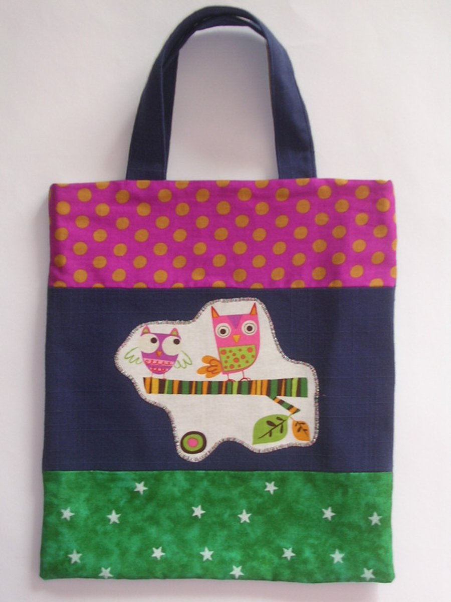 Twit Twoo. Funky Owl Mini Tote Bag.