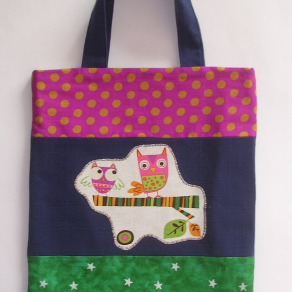 Twit Twoo. Funky Owl Mini Tote Bag.
