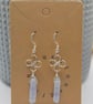 Blue Lace Agate Earrings, Sterling Silver Hooks, Celtic Knot Clover Charms