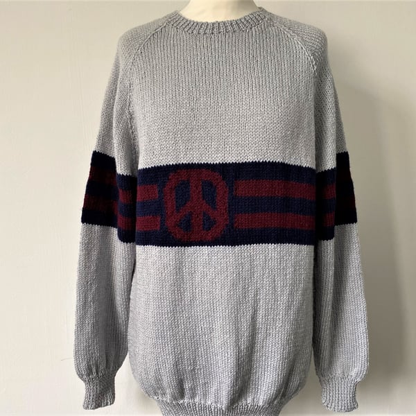 Pax Hand Knitted Silver Raglan Sleeve Sweater
