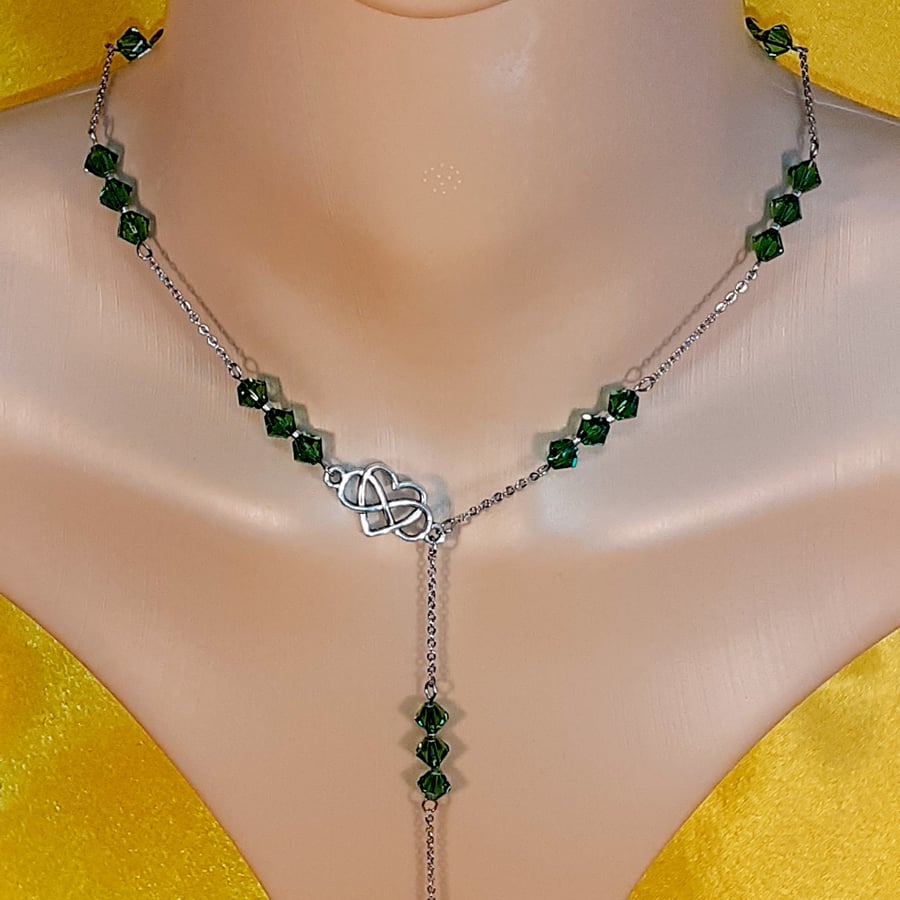 Czech Crystal Bead Necklace -  Emerald Green