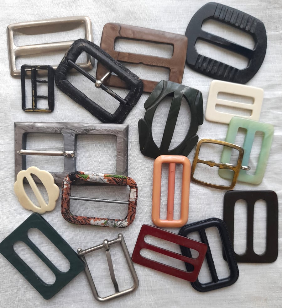 A selection of old, vintage and pre-loved buckles and belt sliders