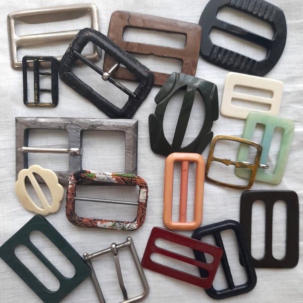 A selection of old, vintage and pre-loved buckles and belt sliders