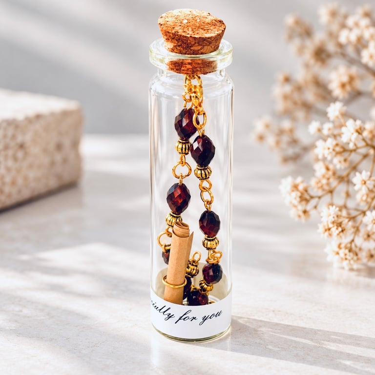 Golden  Brown Amber – Handmade Bracelet in a Bottle