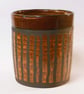 Planter or Utensil Holder Black Clay striped glaze. - Image 1