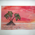 Spongebob 'ahh the sea' watercolour print A5