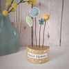 Clay and Button Flower Garden in a Floral Wood Block 'Hello flower'
