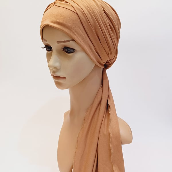 Hair loss, alopecia, chemo head wear for women, turban with long ties