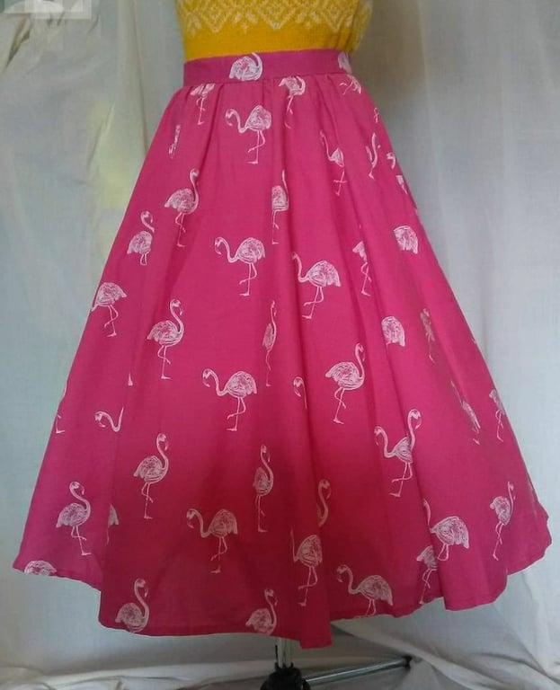 Full circle skirt fun flamingo design 