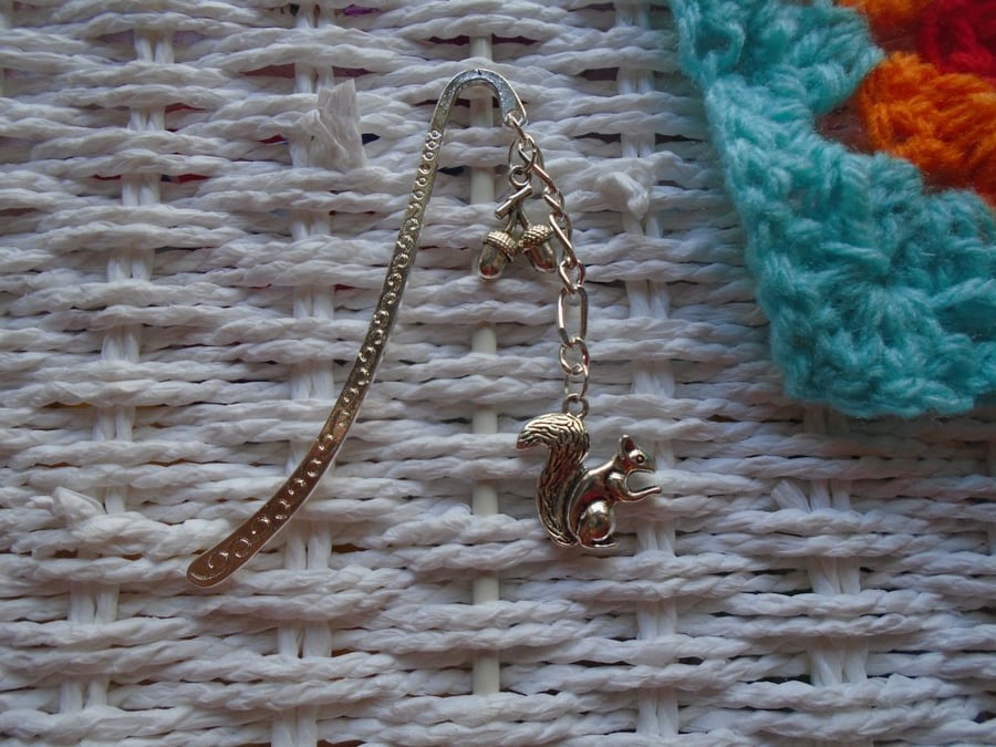 Silver Plated Squirrel With Nuts Bookmark 