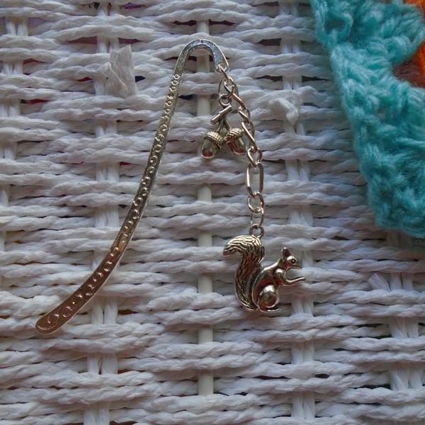 Silver Plated Squirrel With Nuts Bookmark 