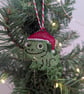 Embroidered hanging Chameleon for the christmas tree, fun playful decoration - Image 3