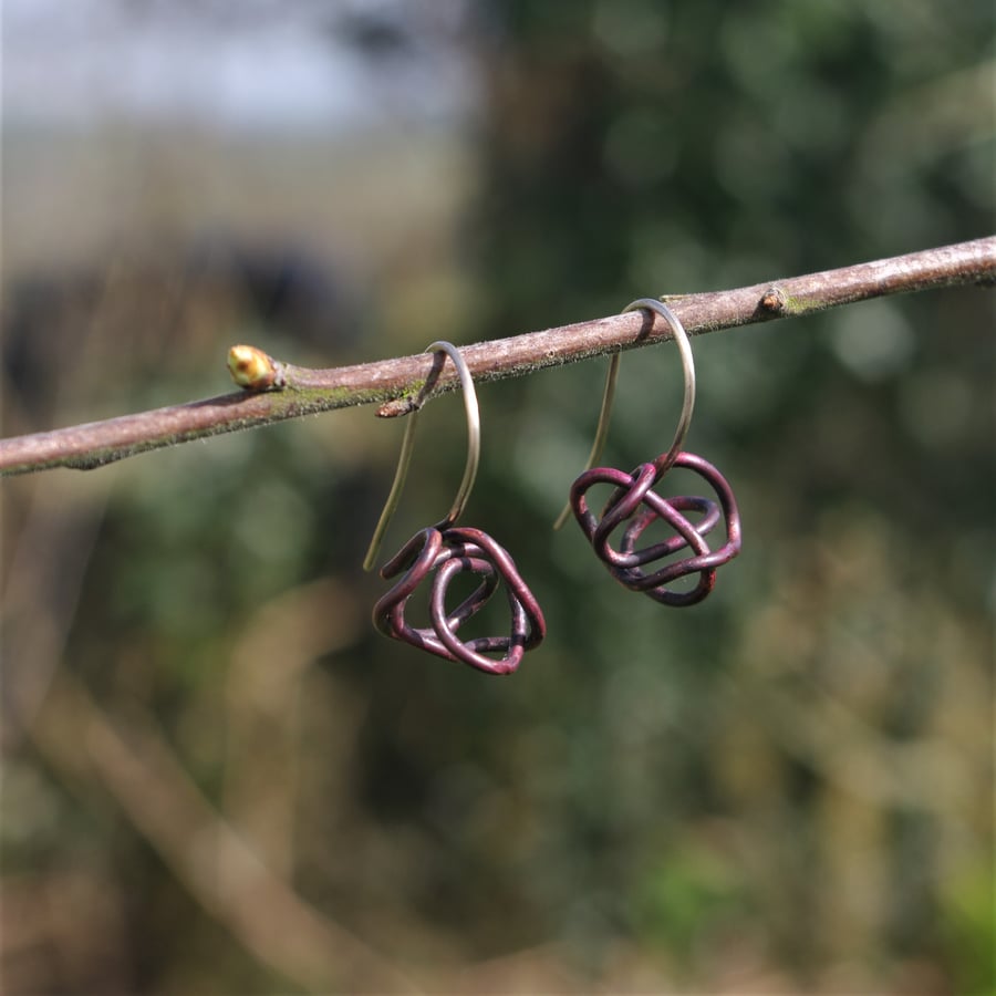 Copper  and Silver Squiggle Earrings