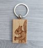 Red Squirrel Wooden Pyrography Keyring. Letterbox Gift for Nature Lovers.