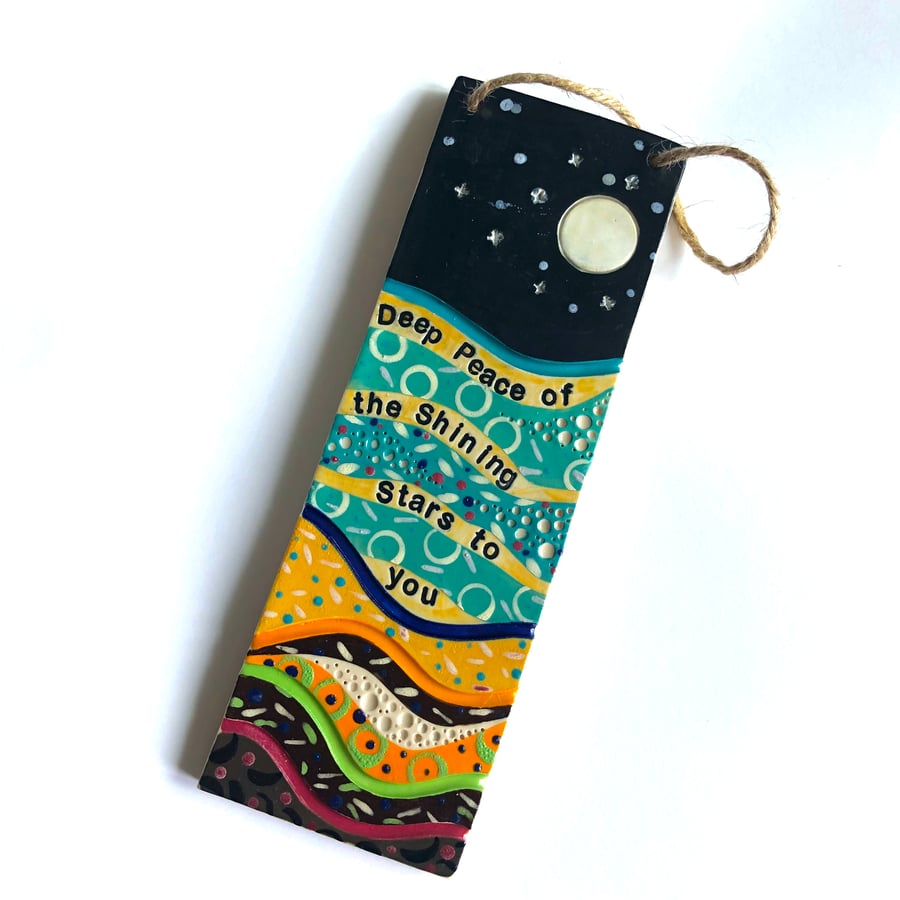 DEEP PEACE OF THE SHINING STARS LARGE CERAMIC STONEWARE HANGING PLAQUE