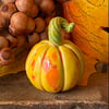 Yellow Small standing ceramic pumpkin decoration 