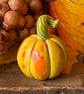 Yellow Small standing ceramic pumpkin decoration 