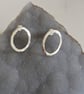 Oval Frame Hammered Sterling Silver Stud Earrings - Image 3