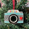 Fun ceramic Camera Christmas decoration blue