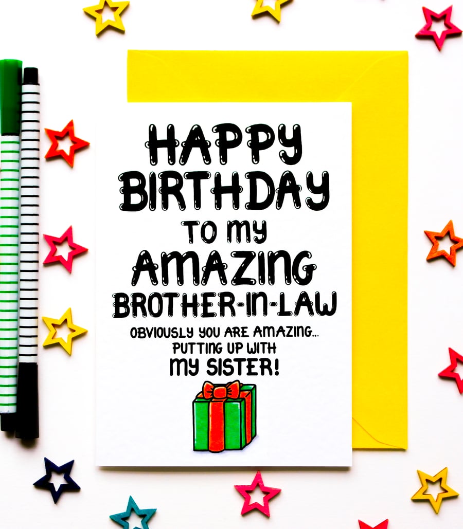 Funny Birthday Card For Brother-in-law, Joke Bi... - Folksy