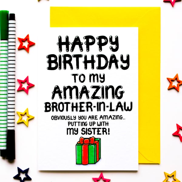 Funny Birthday Card For Brother-in-law, Joke Birthday Card For Sister's Husband