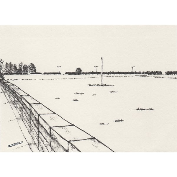 Field from the Platform landscape limited edition print from pen drawing