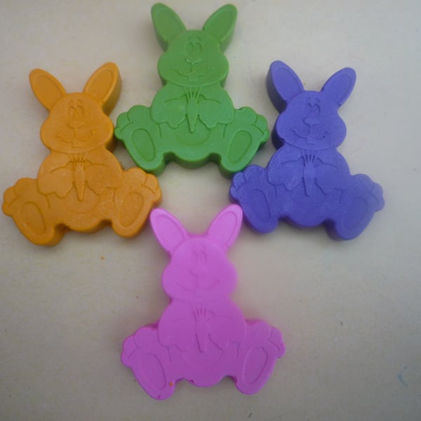 novelty handmade rabbit wax crayons x 6