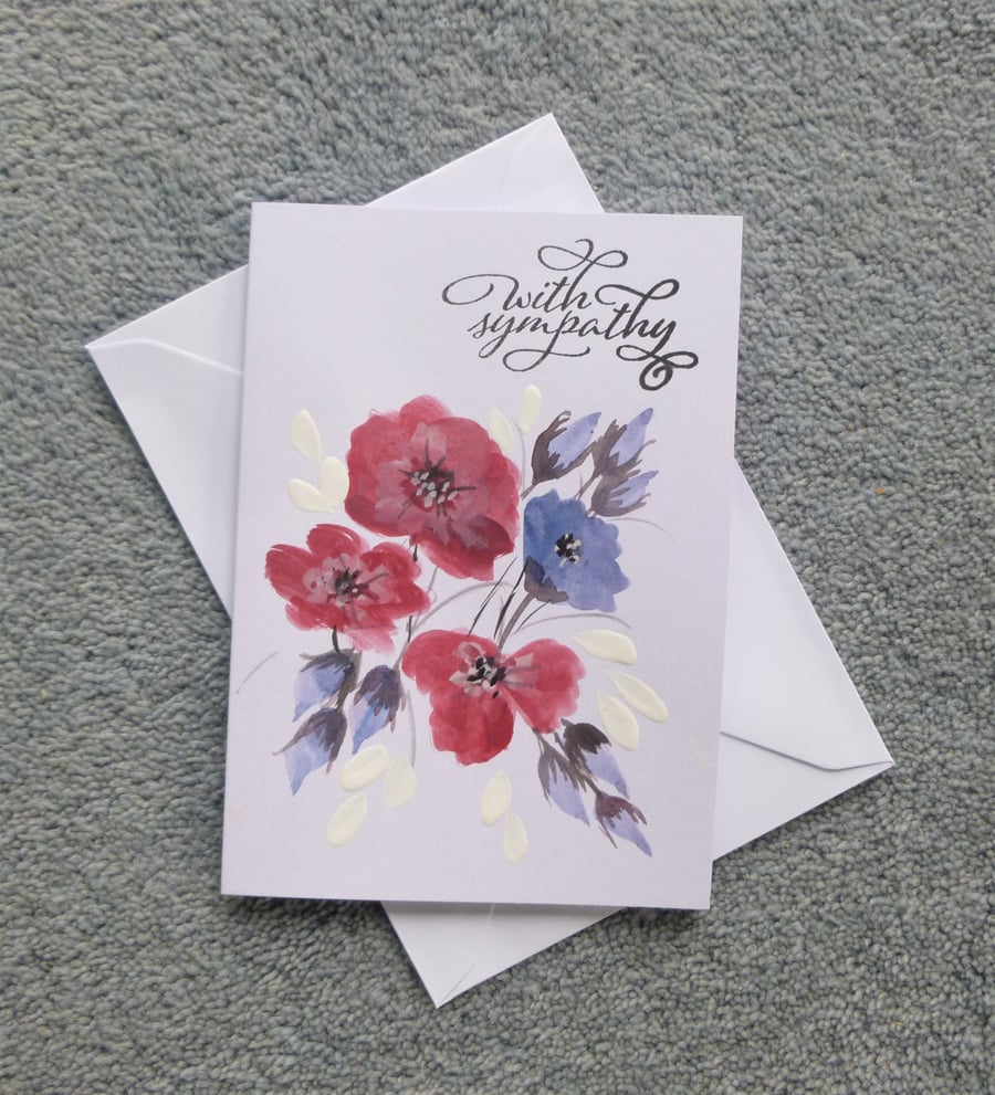 hand painted original art Sympathy card ( ref F 294 )
