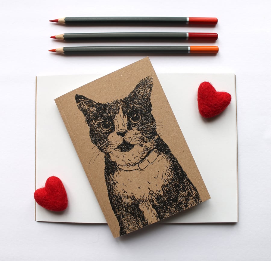 A6 Inky Cat Notebook with Kraft Cover