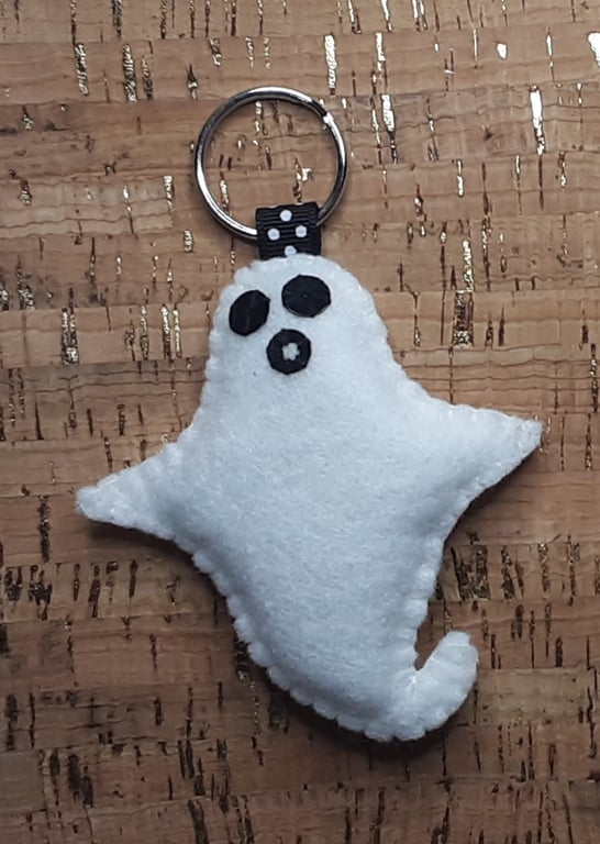 Ghos,t White Felt Key Ring-Bag Charm.