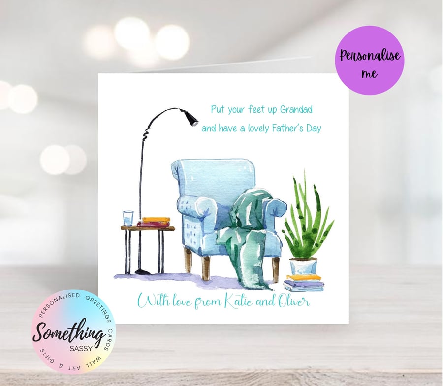 Personalised Watercolour Father's Day Card - 