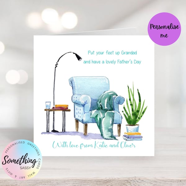 Personalised Watercolour Father's Day Card - 