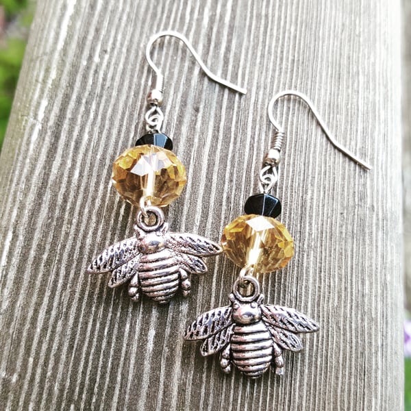 Handmade Honey Bee Earrings 