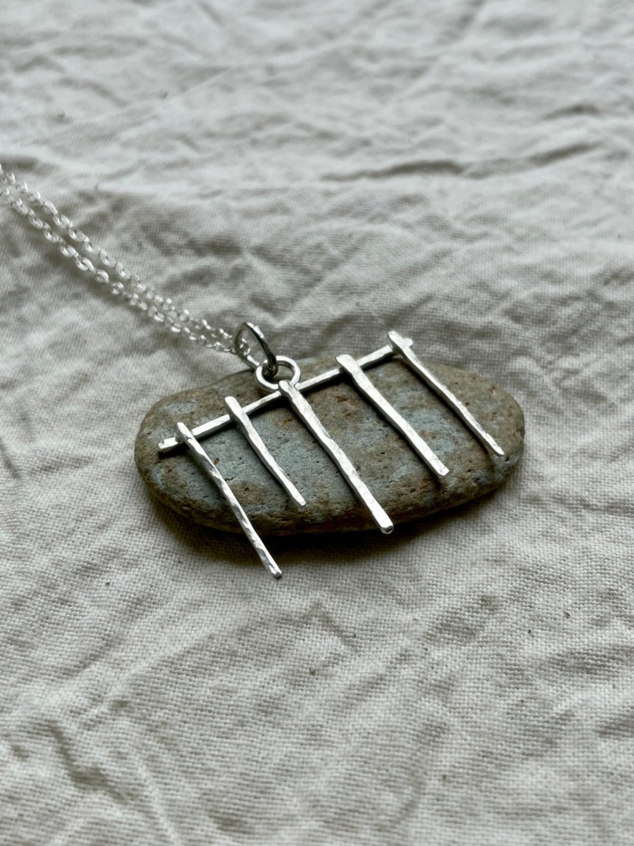 Six of Wands Necklace - Recycled Sterling Silver
