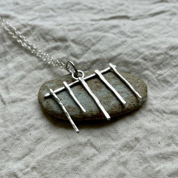 Six of Wands Necklace - Recycled Sterling Silver