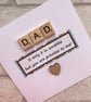 Handmade Dad Card, Scrabble Tiles & Heart - Image 3