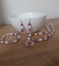 SHADES OF PINK AND PEARLY WHITE GLASS BEADS DROP EARRINGS. - Image 2