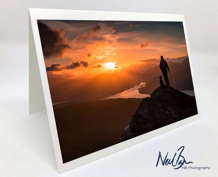 Man and Dog Ben Venue - Scotland Greeting Card by Neil Barr