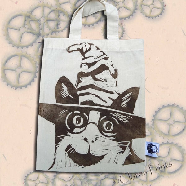Harry Potter Cat Tote Hand Printed Cream Mini Tote Shopping Bag