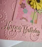 Sunshine Yellow Polka Dot Flower in Pink Arch - Birthday Card  - Image 4