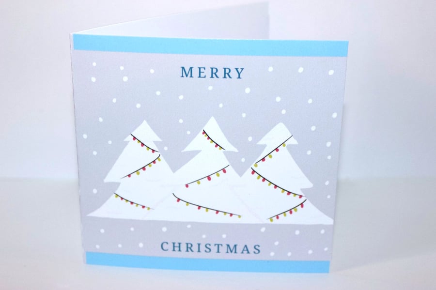 5 Handmade christmas cards, festive firs, 4 x 4, envelopes included