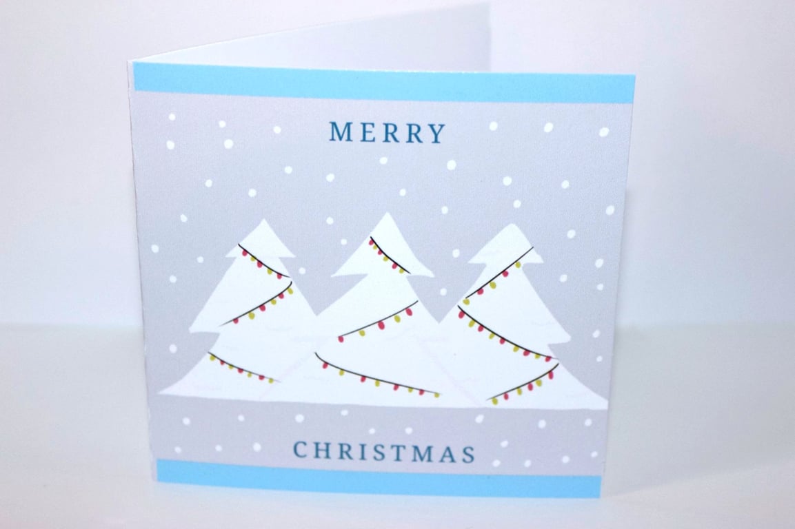 5 Handmade christmas cards, festive firs, 4 x 4, envelopes included