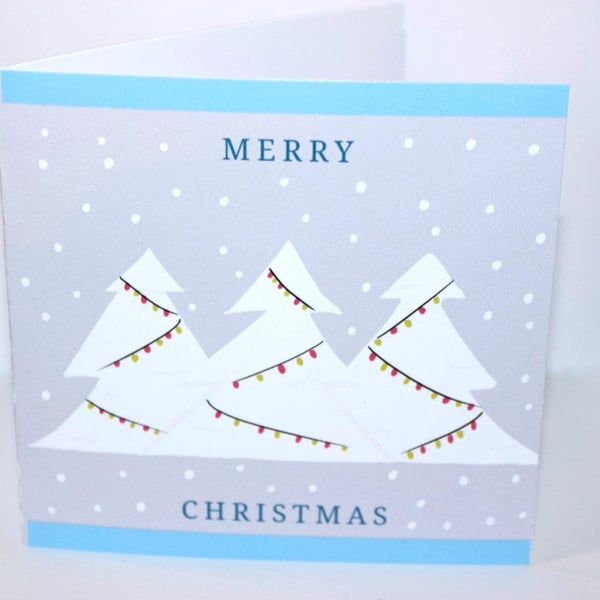 5 Handmade christmas cards, festive firs, 4 x 4, envelopes included