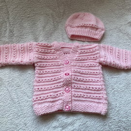 Pretty in Pink Cardigan and Hat set