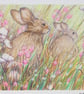 Two Little Rabbits, a small original drawing, animal artwork, wall art - Image 5