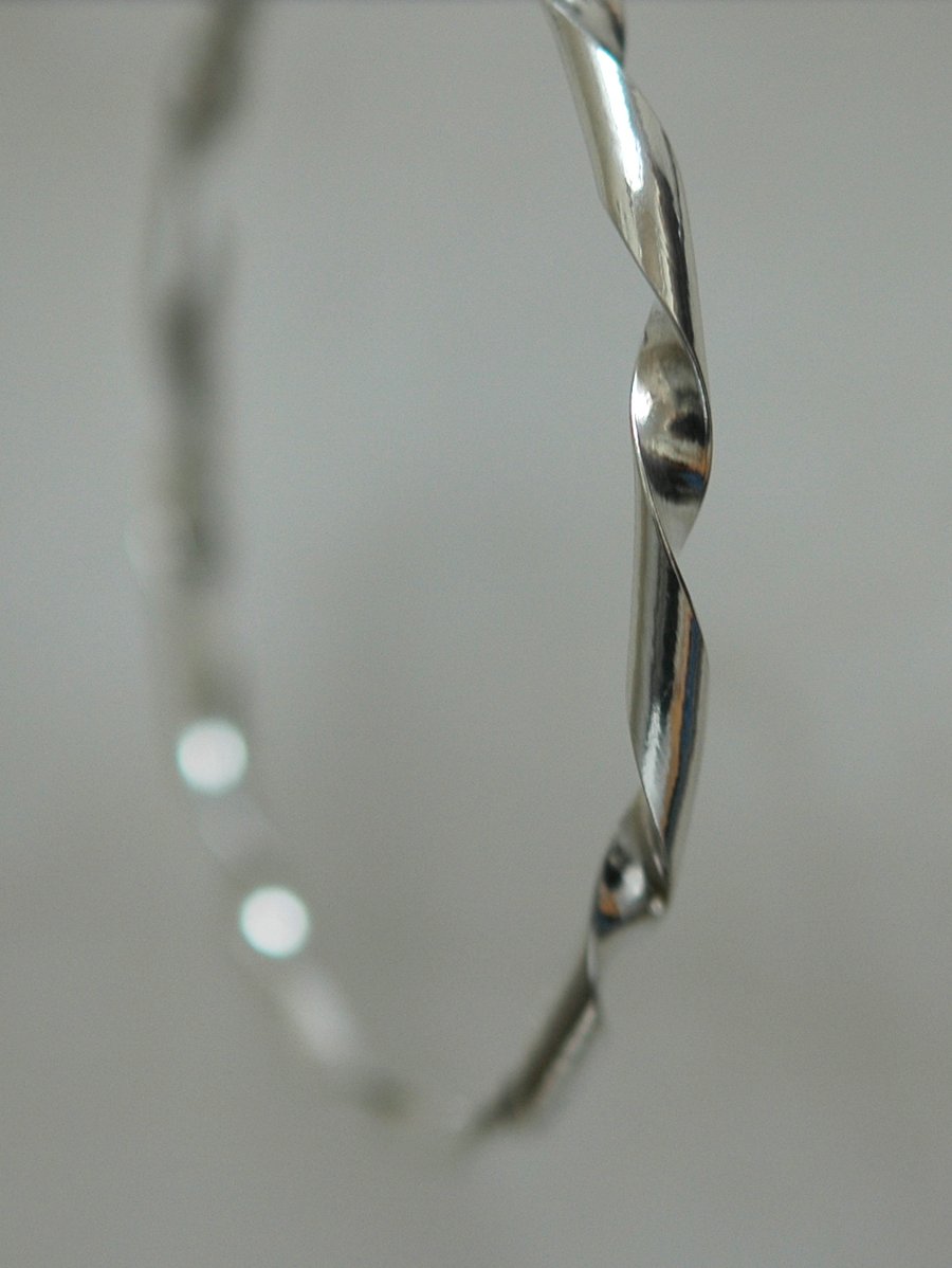 Chunky twisted Sterling silver bangle bracelet, hallmarked,  B95